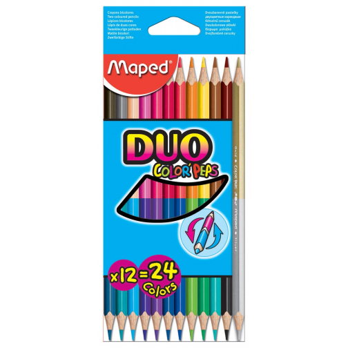 Maped crayon de couleur triangulaire Color'PepsDuo, étui cartonné de 12 crayons = 24 couleurs