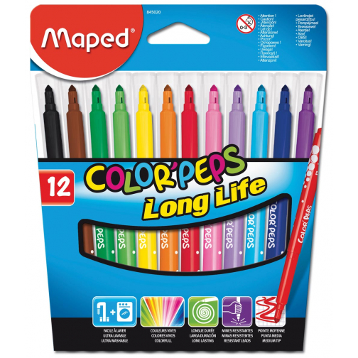 Maped Feutre Color'Peps 12 feutres en étui cartonné