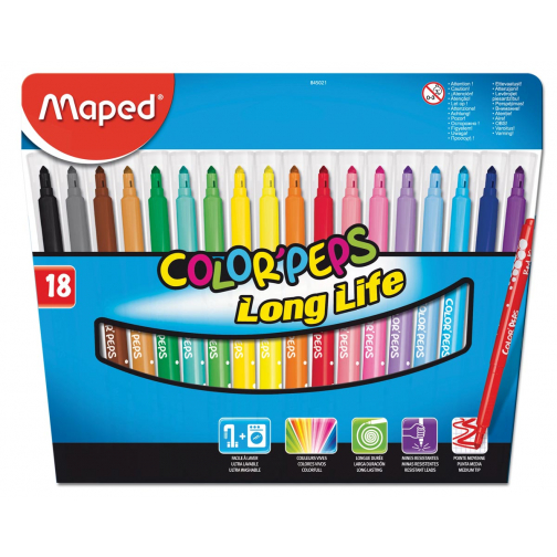 Maped Feutre Color'Peps 18 feutres en étui cartonné