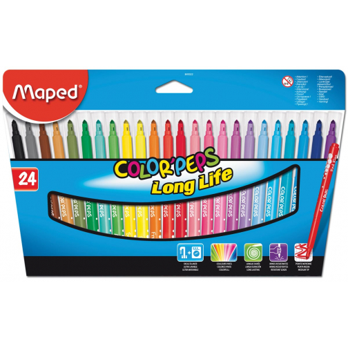 Maped Feutre Color'Peps, 24 feutres en étui cartonné