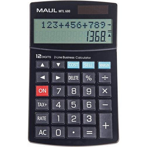 Maul calculatrice de bureau MTL 600, 2 lignes, noir