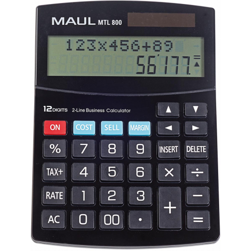 Maul calculatrice de bureau MTL 800, 2 lignes, noir