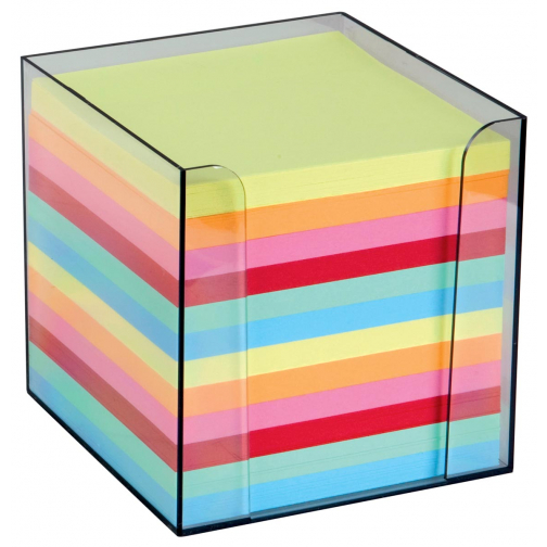 Cube-mémo en PP, feuillets en couleurs assorties