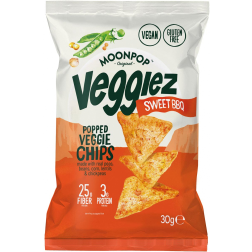 Moonpop Veggiez chips Sweet BBQ, sachet de 30 g