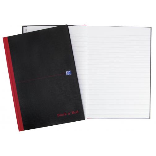 Oxford BLACK N' RED cahier rembordé, 192 pages, ft A4, ligné