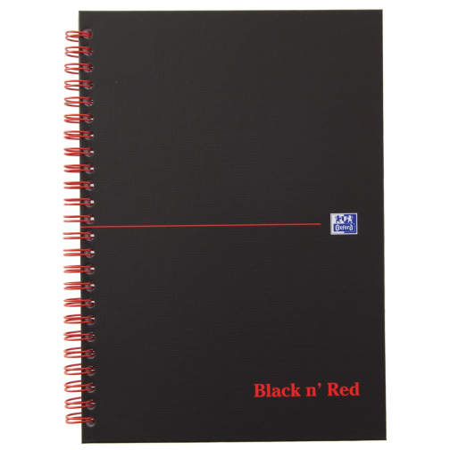 Oxford BLACK N' RED cahier spiralé en carton, 140 pages ft A5, quadrillé 5 mm