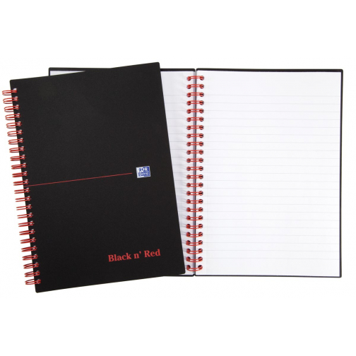 Oxford BLACK N' RED cahier spiralé en plastique, 140 pages ft A5, ligné