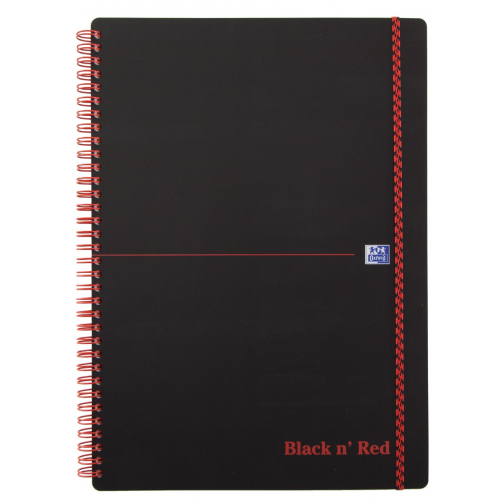 Oxford BLACK N' RED cahier spiralé en plastique, 140 pages ft A5, quadrillé 5 mm