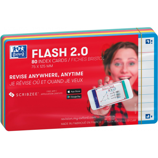 Oxford Flash 2.0 fiche starterkit, ligné, A7, assorti, paquet de 80 feuilles