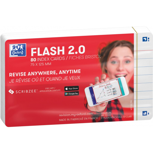 Oxford Flash 2.0 fiche starterkit, ligné, A7, blanc, paquet de 80 feuilles