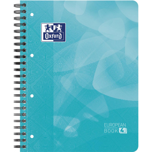 Oxford School Projectbook cahier à reliure, ft A4+, 4 trous, ligné, bleu aqua