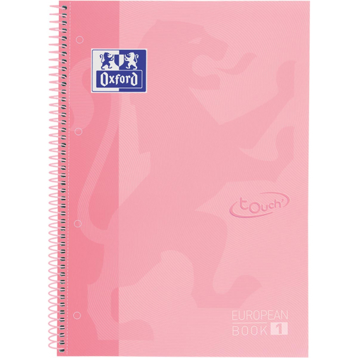 Oxford School Touch bloc spirale, ft A4+, 160 pages, ligné, rose pastel
