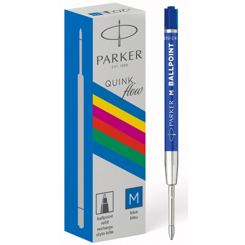 Parker ECO stylo bille recharge, medium, bleu, 20 pièces