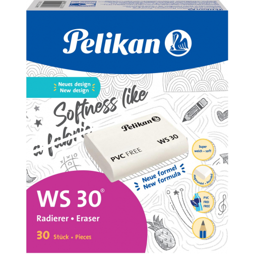 Pelikan gomme WS 30, boîte de 30 pièces