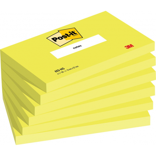 Post-it Notes, 100 feuilles, ft 76 x 127 mm, vert néon, paquet de 6 blocs