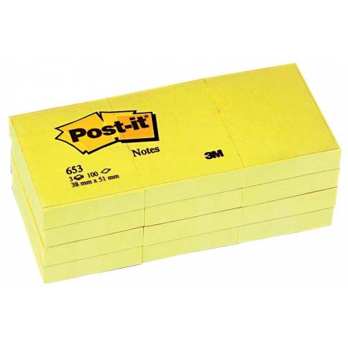 Post-it Notes, ft 38 x 51 mm, jaune, bloc de 100 feuilles