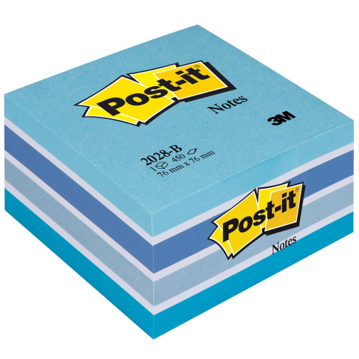 Post-it Notes cube, 450 feuilles, ft 76 x 76 mm, bleu