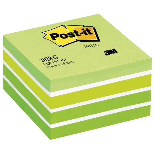Post-It Notes cube, 450 feuilles, ft 76 x 76 mm, vert