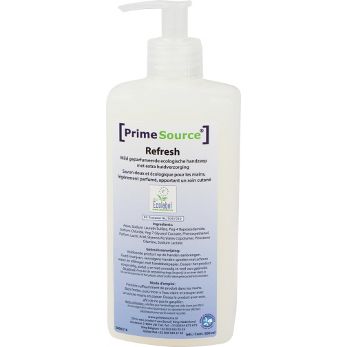 Primesource savon mains Refresh Eco, flacon avec pompe de 500 ml