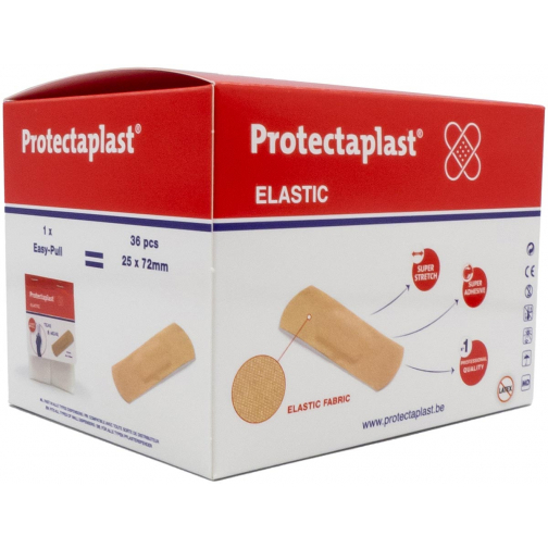 Protectaplast Tear & Wear Elastic Easy-Pull, ft 25 x 72 mm, 5 x 36 pièces