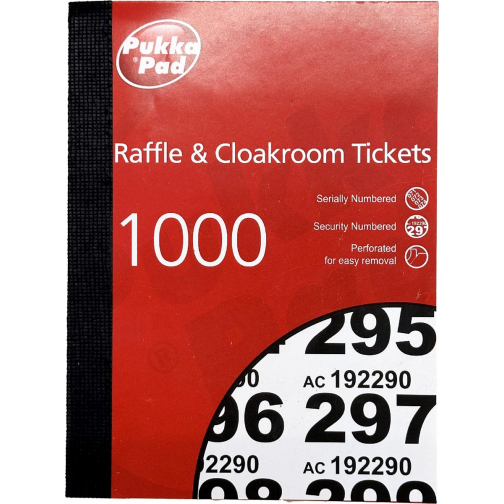 Pukka Pad tickets numérotés de tombola et de vestiaire 1-1000
