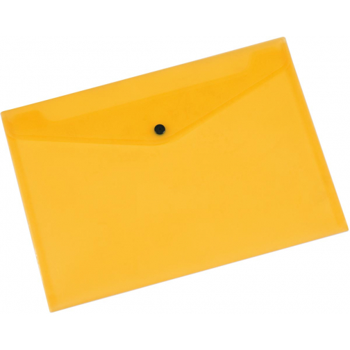 Q-CONNECT pochette documents, A4, PP transparent, fermeture à bouton-pression, jaune