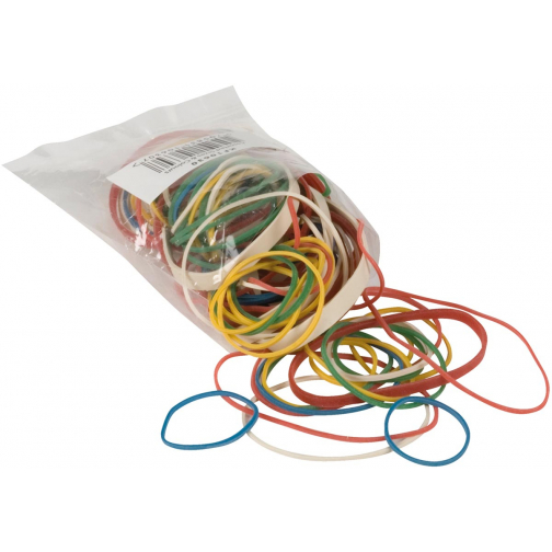 Q-CONNECT élastiques, largeur 1,5 mm, longueurs différentes, 25 g, couleurs assorties