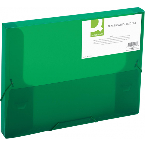 Q-CONNECT boîte de classement, fermeture à élastiques, A4, dos 25 mm, vert