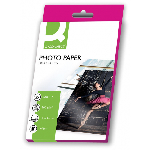 Q-CONNECT papier photo, ft 10 x 15 cm, 260 g, paquet de 25 feuilles