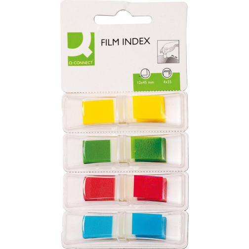 Q-CONNECT index mini, ft 12,5 x 45 mm, 4 x 35 onglets, couleurs assorties