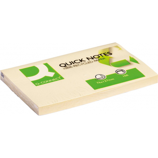 Q-CONNECT Quick Notes Recycled, ft 76 x 127 mm, 120 feuilles, jaune