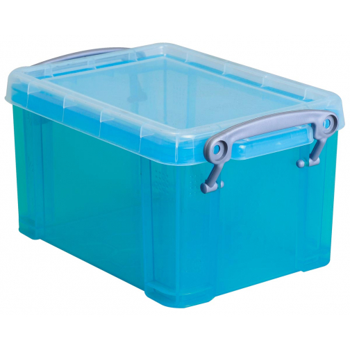 Really Useful Box boîte de rangement 1,6 litres, bleu vif transparent
