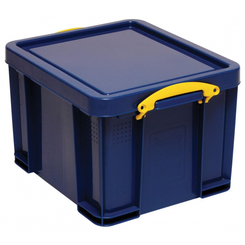 Really Useful Box boîte de rangement 35 litre, bleu foncé avec poignées jaunes