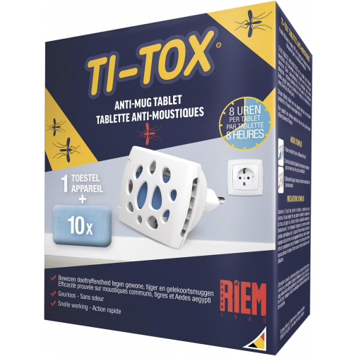 Riem Ti-Tox anti-moustique starter kit, 1 évaporateur électrique + 10 tablettes