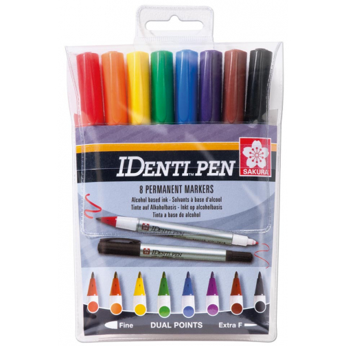 Sakura marqueur IDenti-Pen, étui de 8 pièces en couleurs assorties