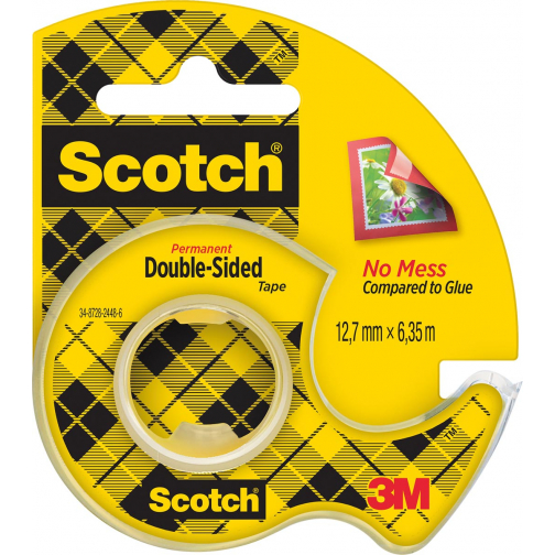 Scotch ruban adhésif double face 12,7 mm x 6,3 m, distributeur + rouleau