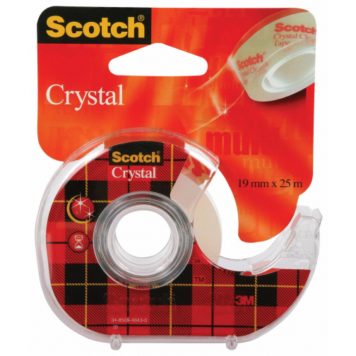 Scotch ruban adhésif Crystal, ft 19 mm x 25 m, blister de 1 dérouleur avec 1 rouleau