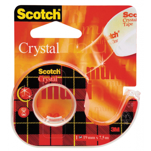 Scotch ruban adhésif Crystal, ft 19 mm x 7,5 m, blister avec 1 dérouleur et 1 rouleau