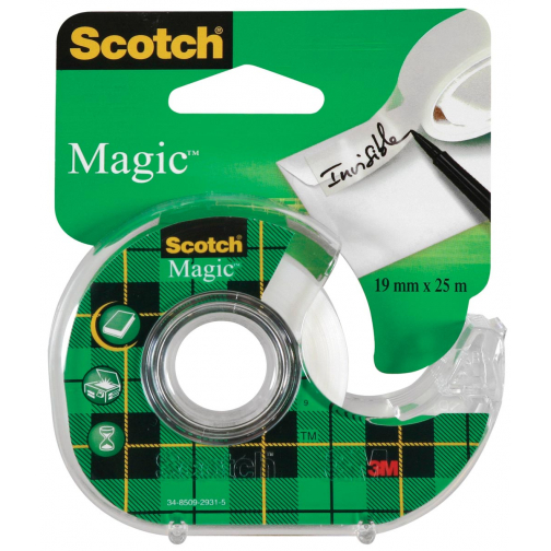 Scotch ruban adhésif Magic Tape, ft 19 mm x 25 m, blister avec dérouleur et 1 rouleau
