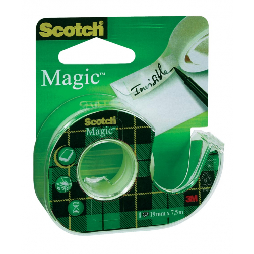 Scotch ruban adhésif Magic Tape, ft 19 mm x 7,5 m, blister avec dérouleur