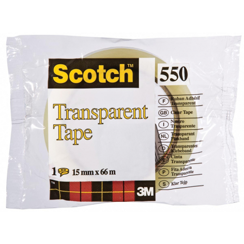 Scotch ruban adhésif transparent 550, ft 15 mm x 66 m