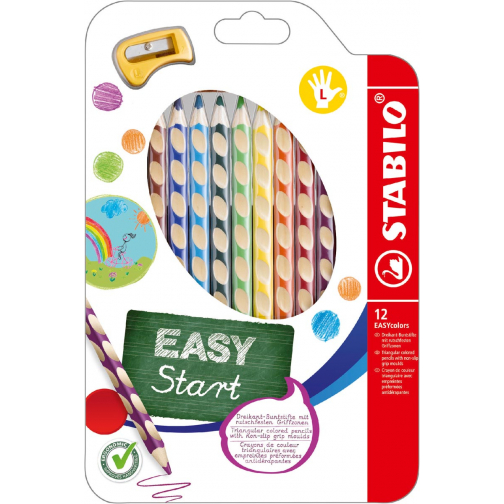 STABILO EASYstart crayon de couleur, gaucher, étui de 12 pièces, assorti
