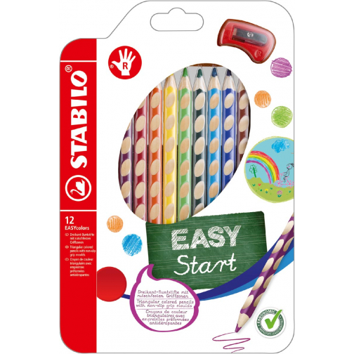 STABILO EASYstart crayon de couleur, droitier, étui de 12 pièces, assorti