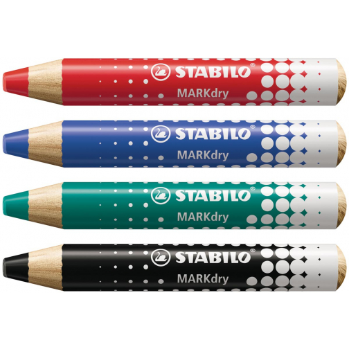 Stabilo MARKdry crayon pour tableaux blancs, étui de 4 pièces en couleurs assorties