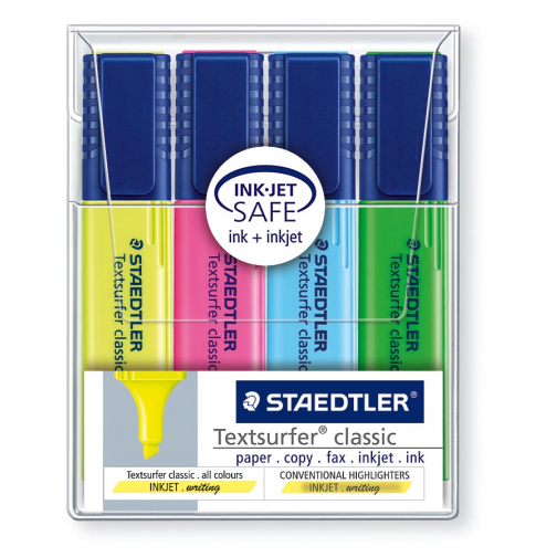 Staedtler surligneur Textsurfer Classic, étui de 4 pièces: jaune, rose, bleu en vert