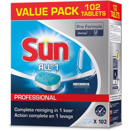 Sun Pro Formula All-in-one tablettes pour lave-vaisselle, boîte de 102 pièces