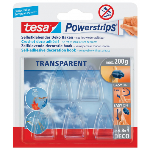 Tesa Powerstrips blister de 8 powerstrips et 5 crochets de décoration