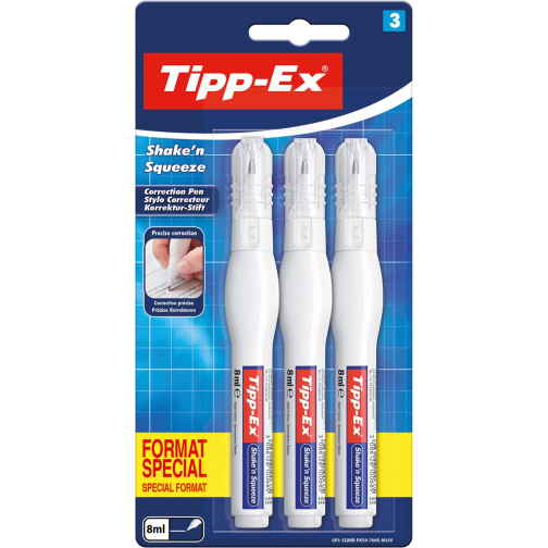 Tipp-Ex stylo correcteur Shake 'n Squeeze, blister de 3 pièces, special format
