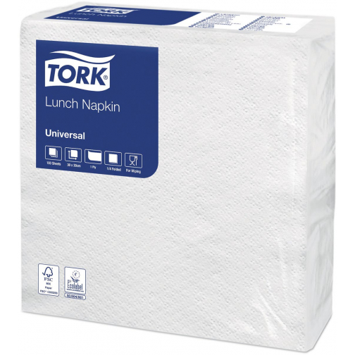 Tork serviettes Ft 30 x 30 cm, 1 pli, blanc, paquet de 100 pièces