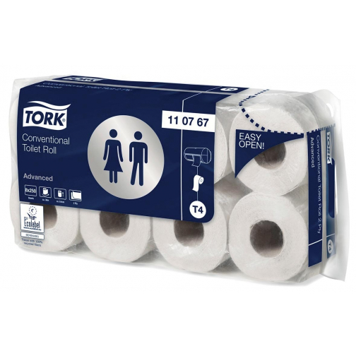 Tork papier toilette Advanced, 2 plis, système T4, 250 feuilles, paquet de 8 rouleaux